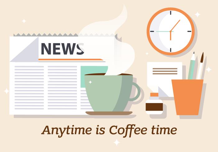Gratis Koffie Nieuws Vector Illustratie