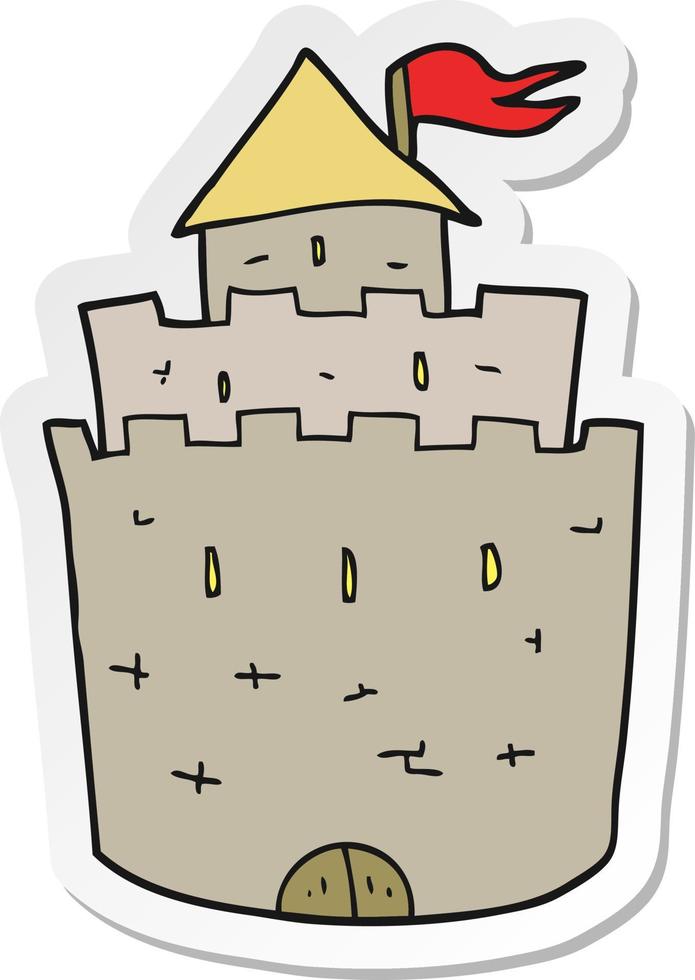 sticker van een tekenfilm kasteel vector