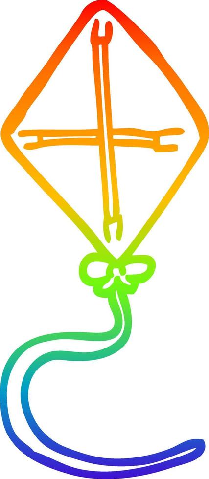 regenbooggradiënt lijntekening cartoon vlieger vector