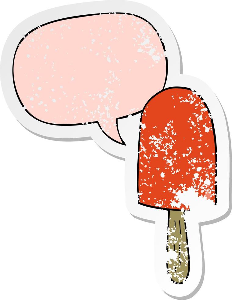 cartoon lolly en tekstballon noodlijdende sticker vector