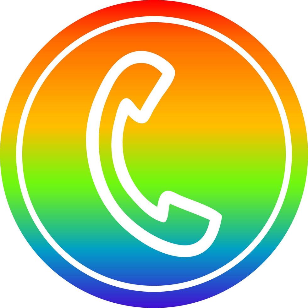 telefoonhoorn rond in regenboogspectrum vector