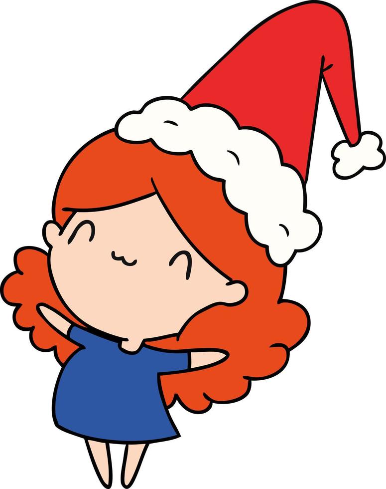 kerst cartoon van kawaii meisje vector