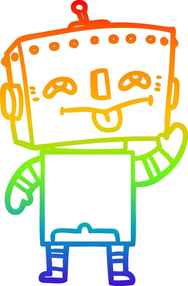 regenbooggradiënt lijntekening cartoon robot vector