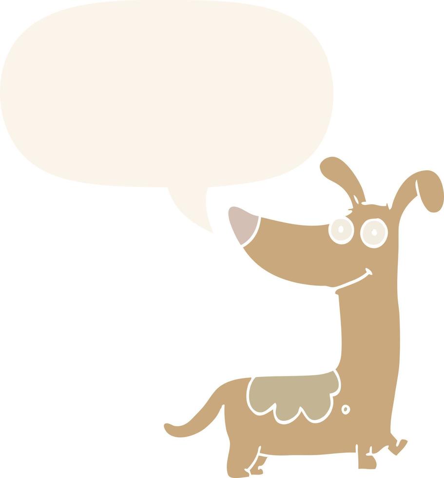 cartoon hond en tekstballon in retro stijl vector