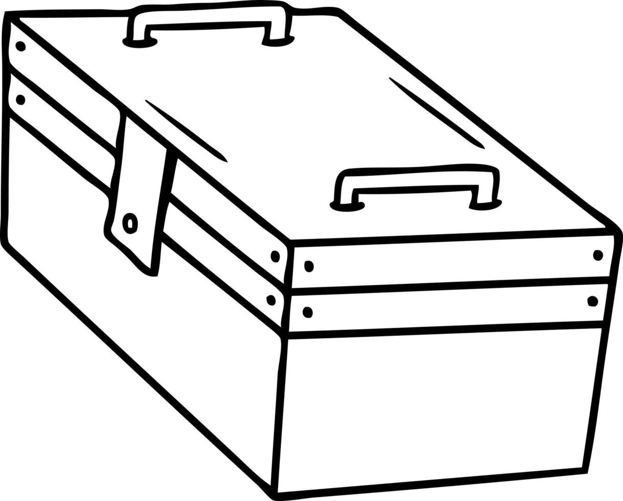 lijn tekening tekening van een metaal gereedschap doos vector