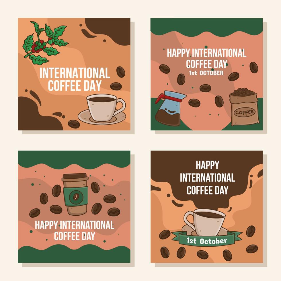 Internationale koffie dag sociaal media sjabloon vector