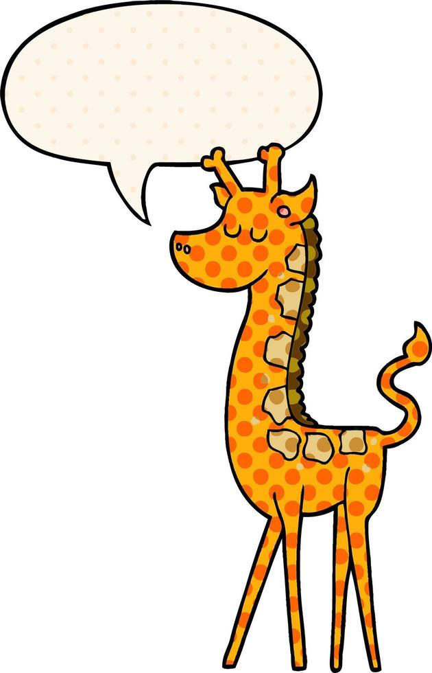 cartoon giraf en tekstballon in stripboekstijl vector