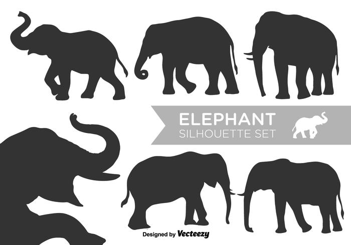 Vector olifant silhouetten vector set