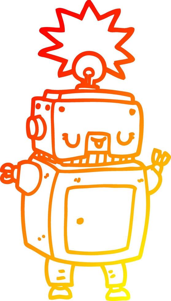 warme gradiënt lijntekening cartoon robot vector