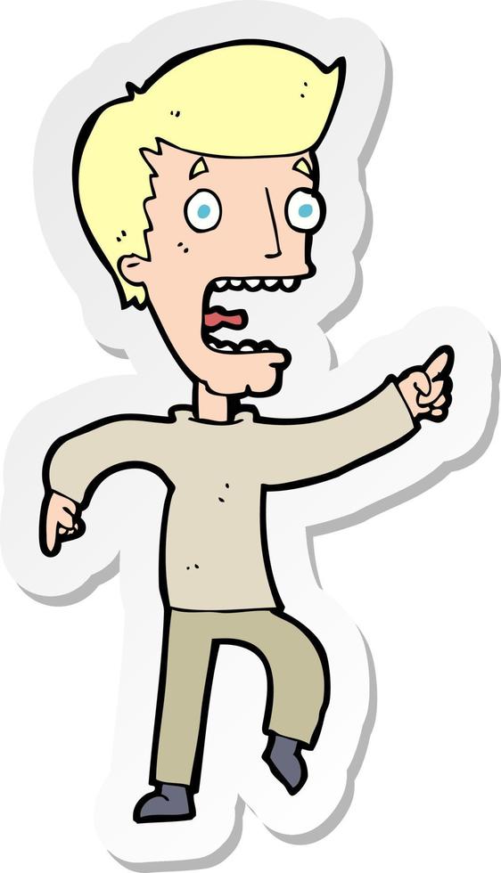 sticker van een cartoon doodsbange man vector