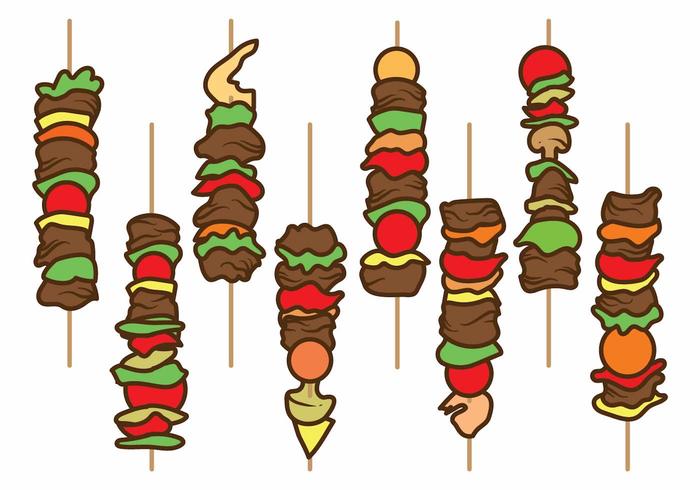 Platte Brochette Illustratieset vector