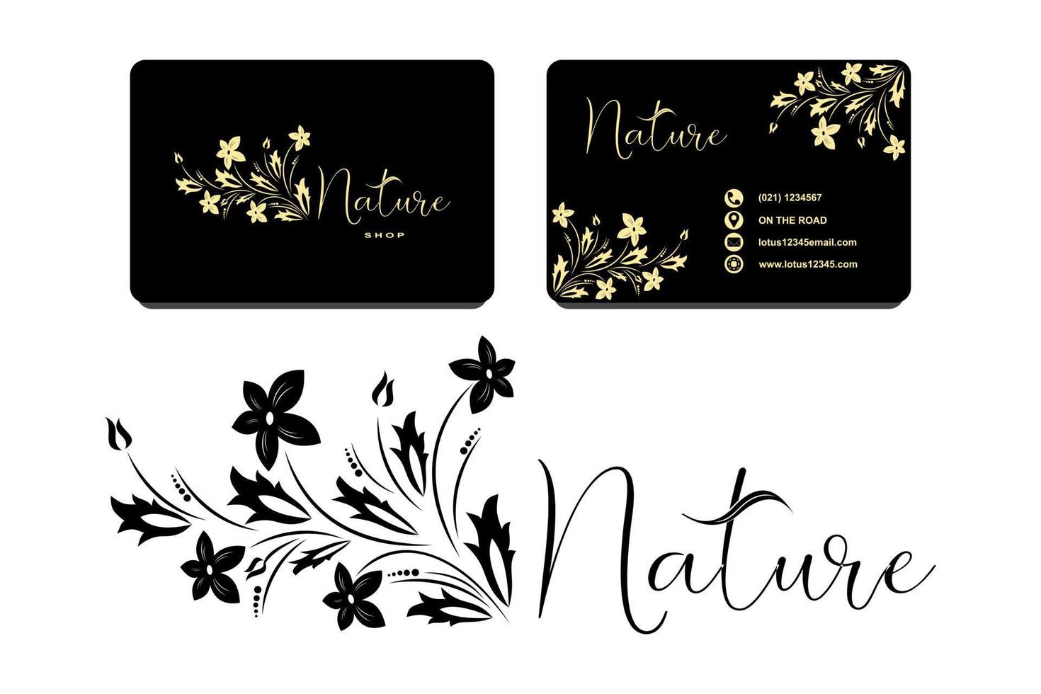 natuur logo met zwart bedrijf kaart ontwerp premie. vector