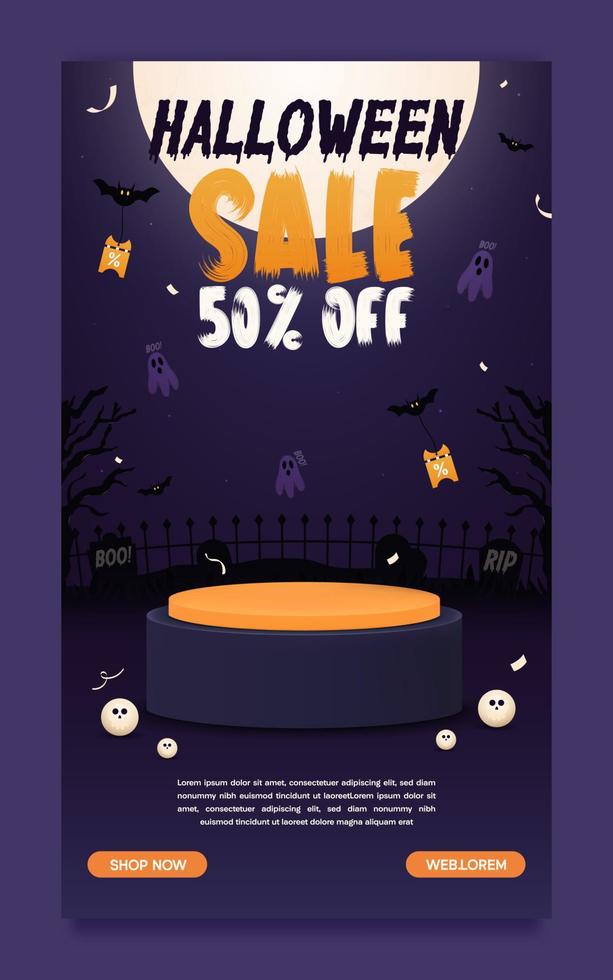 halloween uitverkoop Promotie voor sociaal media advertenties poster of verhaal sjabloon vector