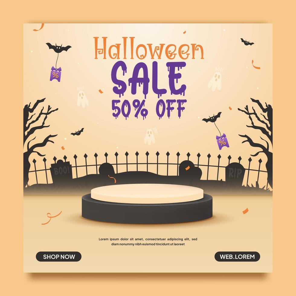 halloween uitverkoop en Promotie voor sociaal media advertenties banier sjabloon vector