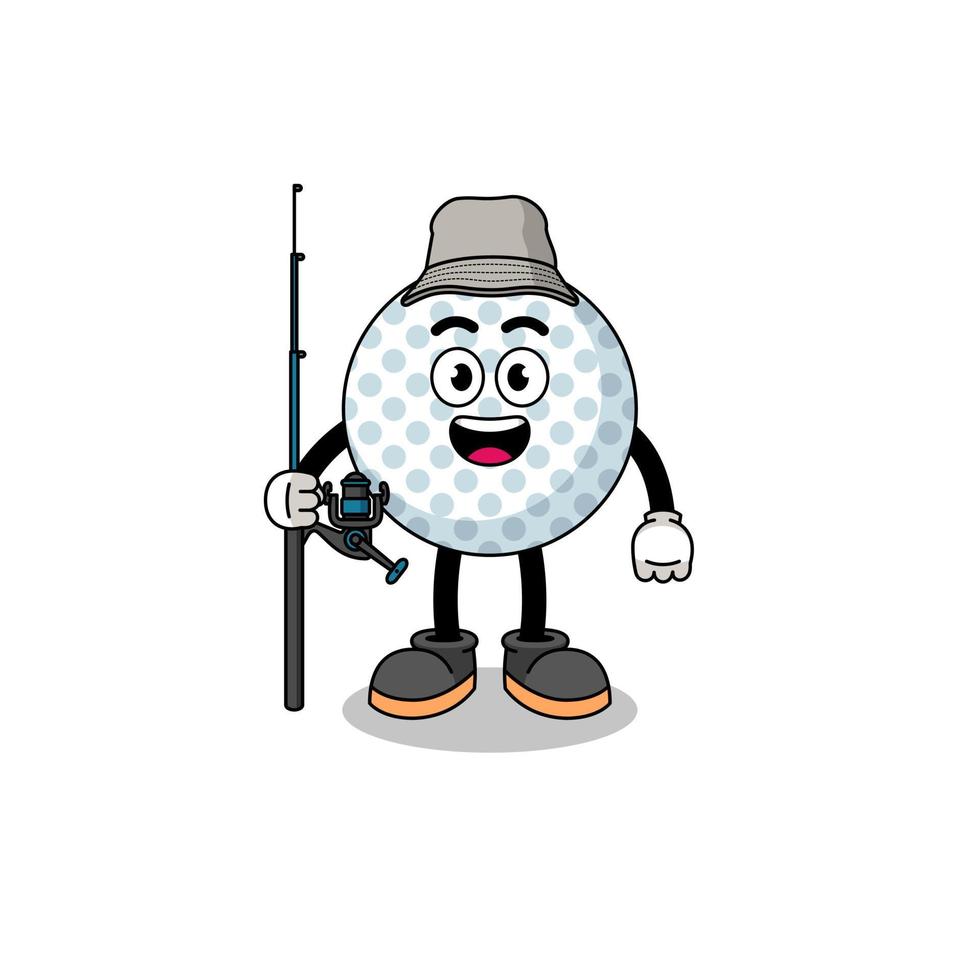 mascotte illustratie van golf bal visser vector