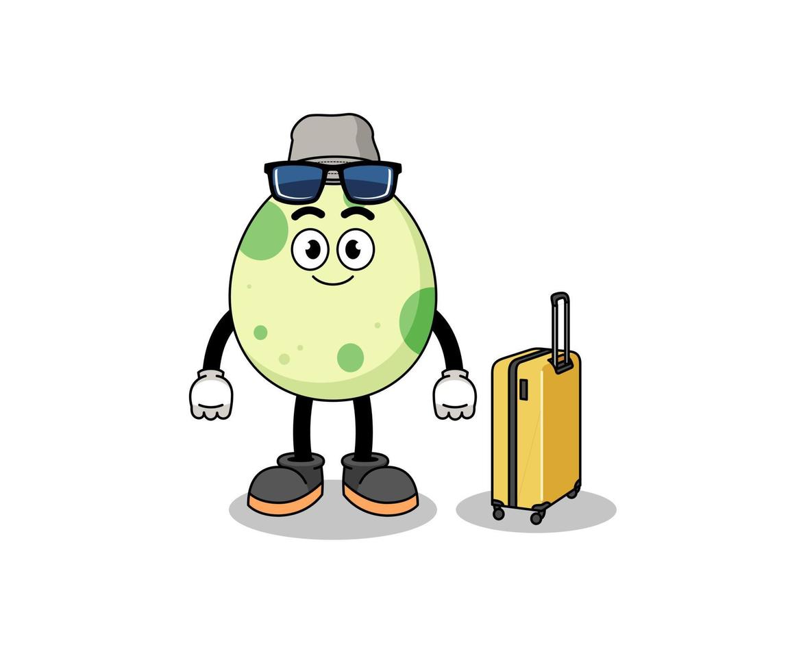 gevlekte ei mascotte aan het doen vakantie vector