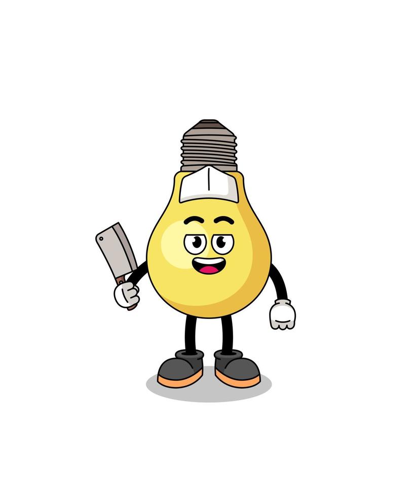 mascotte van licht lamp net zo een slager vector