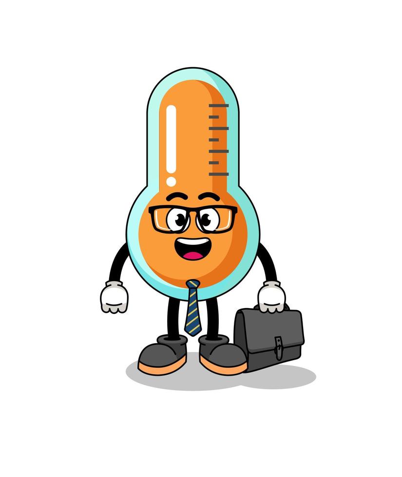 thermometer mascotte net zo een zakenman vector