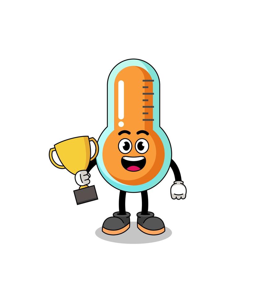 tekenfilm mascotte van thermometer Holding een trofee vector