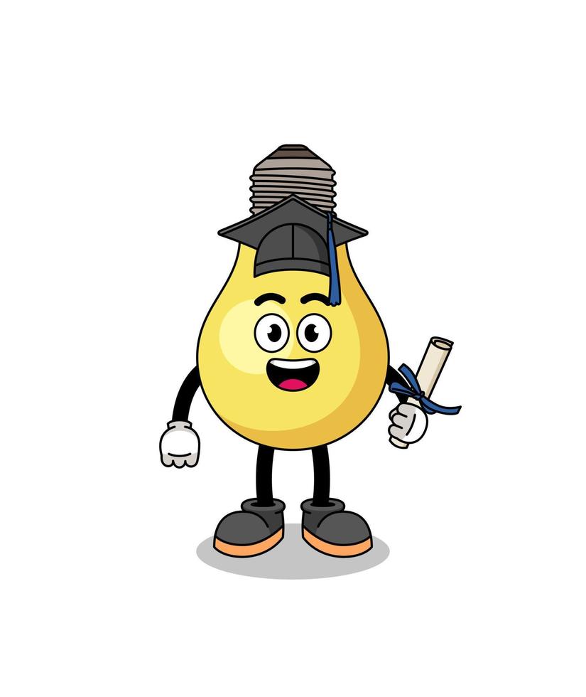 licht lamp mascotte met diploma uitreiking houding vector