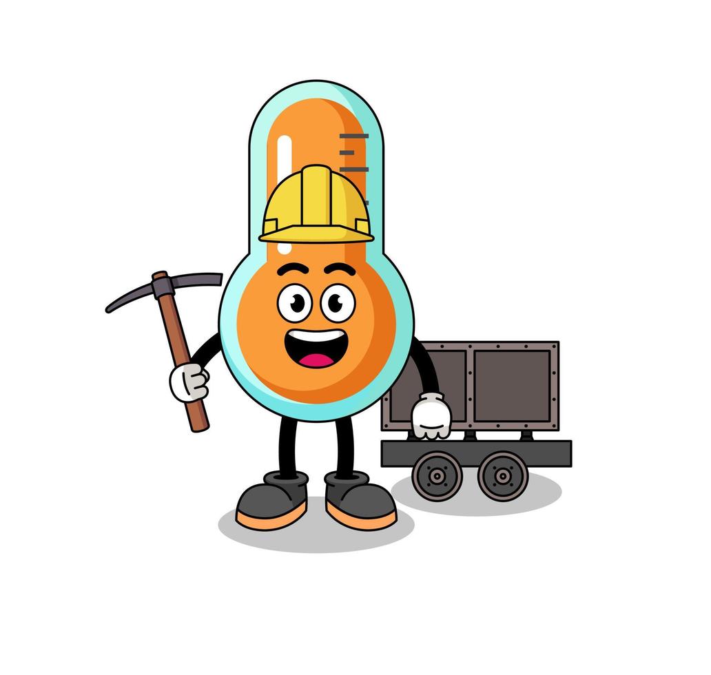 mascotte illustratie van thermometer mijnwerker vector