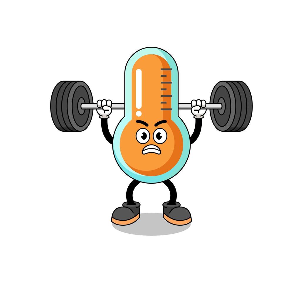 thermometer mascotte tekenfilm hijs- een barbell vector