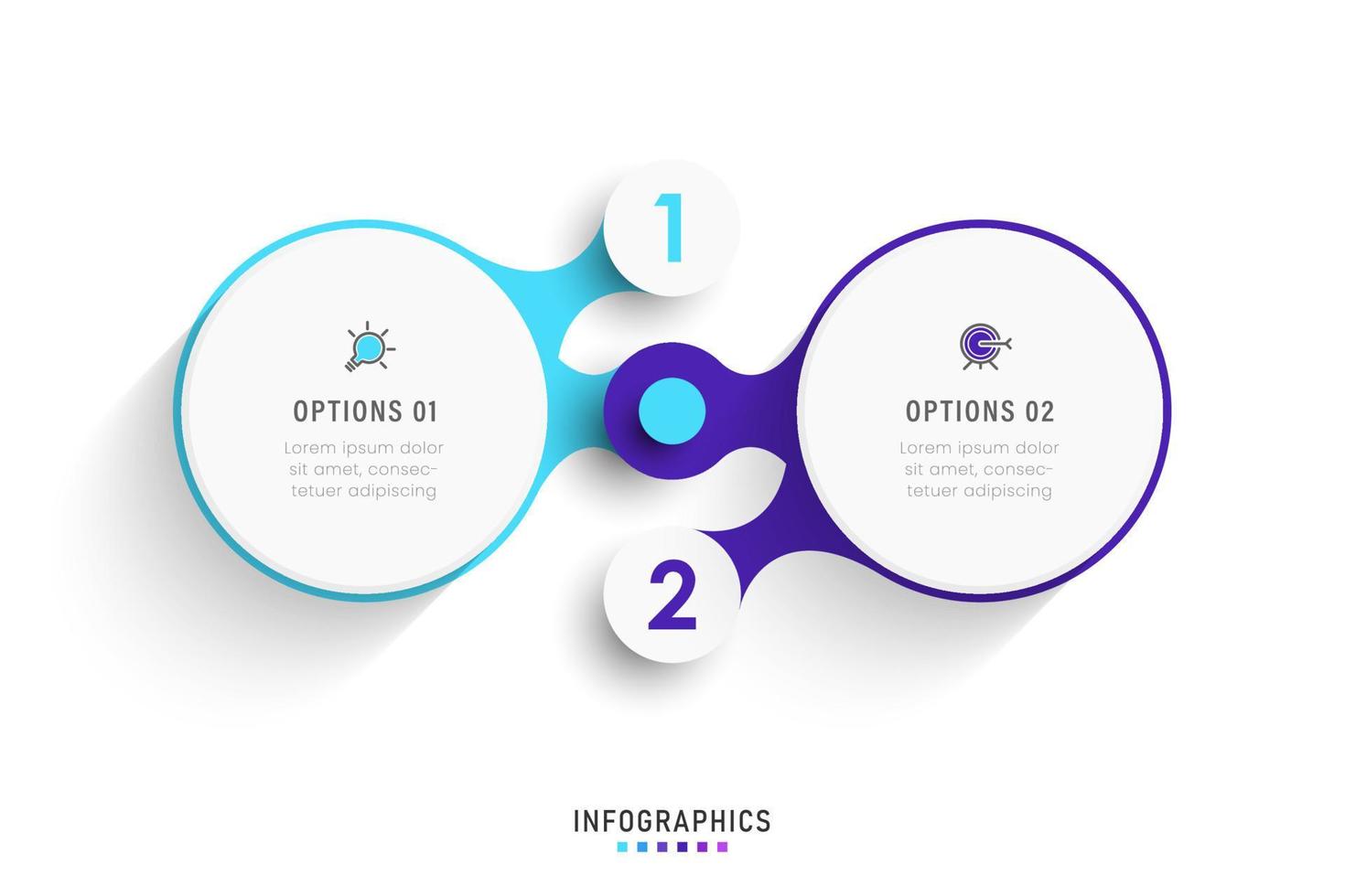 vector infographic labelontwerpsjabloon met pictogrammen en 2 opties of stappen. kan worden gebruikt voor procesdiagram, presentaties, workflowlay-out, banner, stroomschema, infografiek.