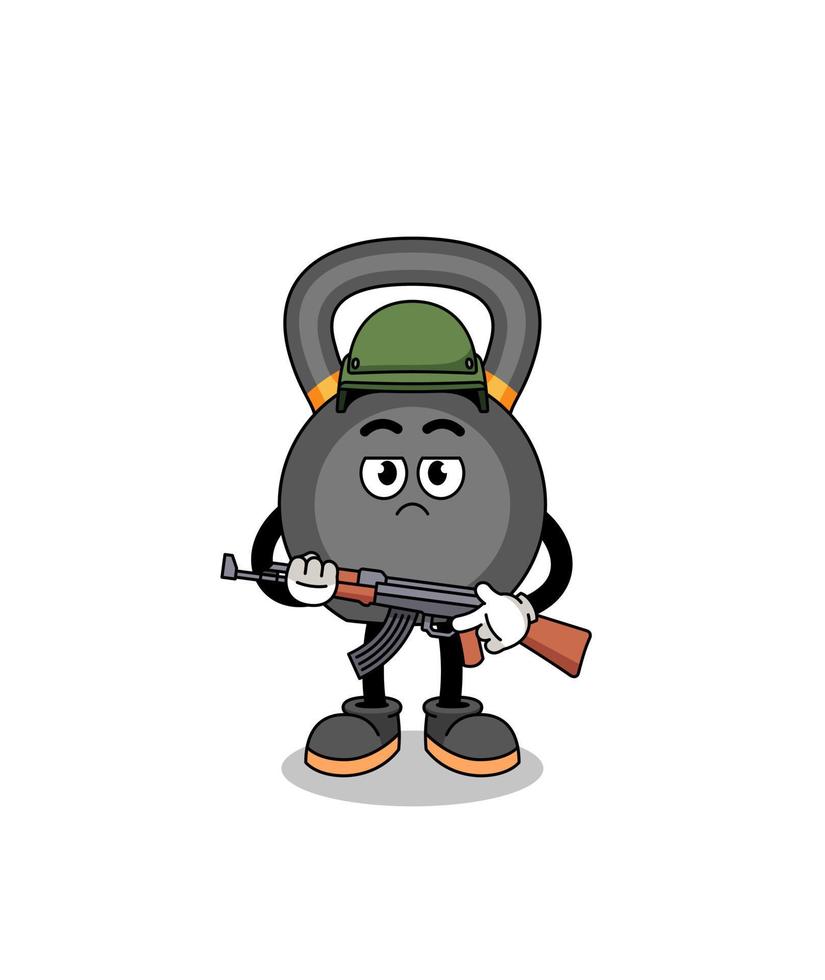 tekenfilm van kettlebell soldaat vector