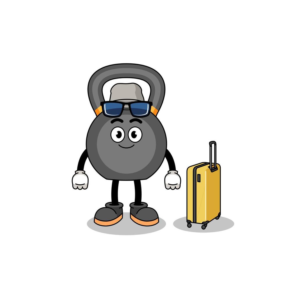 kettlebell mascotte aan het doen vakantie vector