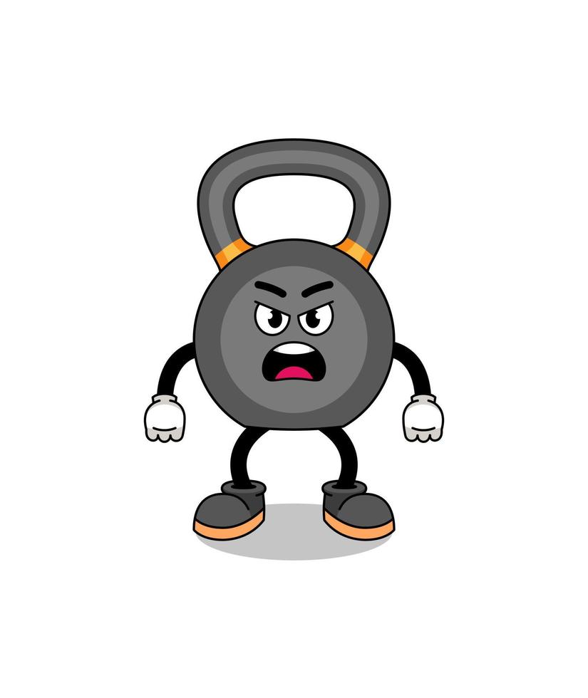 kettlebell tekenfilm illustratie met boos uitdrukking vector