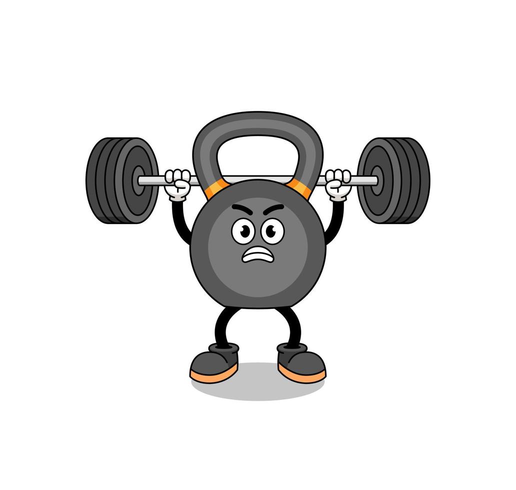 kettlebell mascotte tekenfilm hijs- een barbell vector