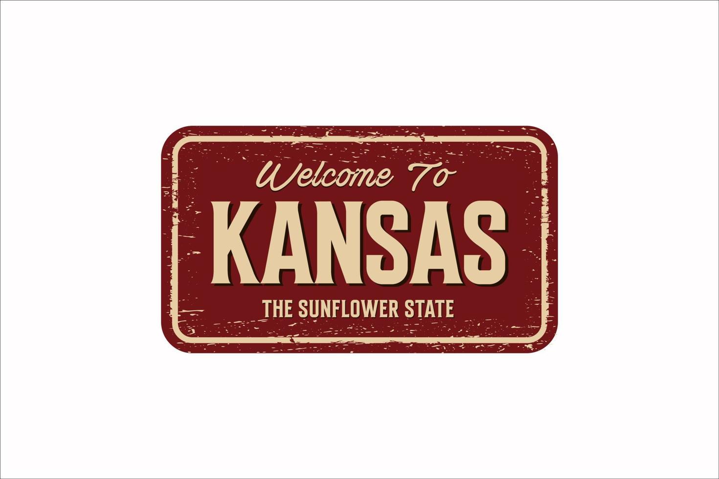Welkom naar Kansas wijnoogst roestig metaal teken Aan een wit achtergrond, vector illustratie