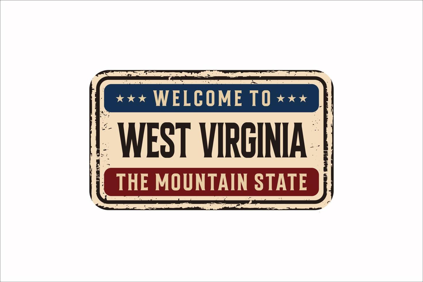 west Virginia wijnoogst roestig metaal teken Aan een wit achtergrond, vector illustratie