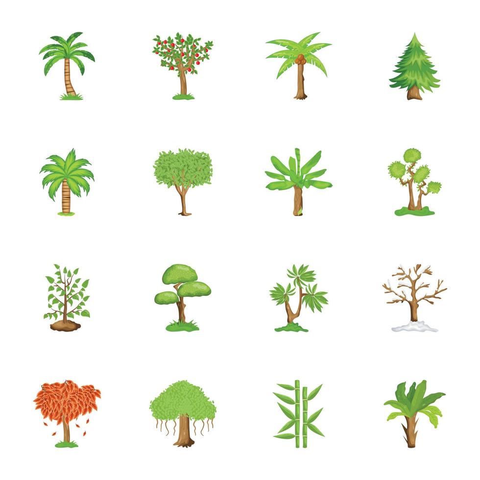 pak van bomen vlak illustraties vector