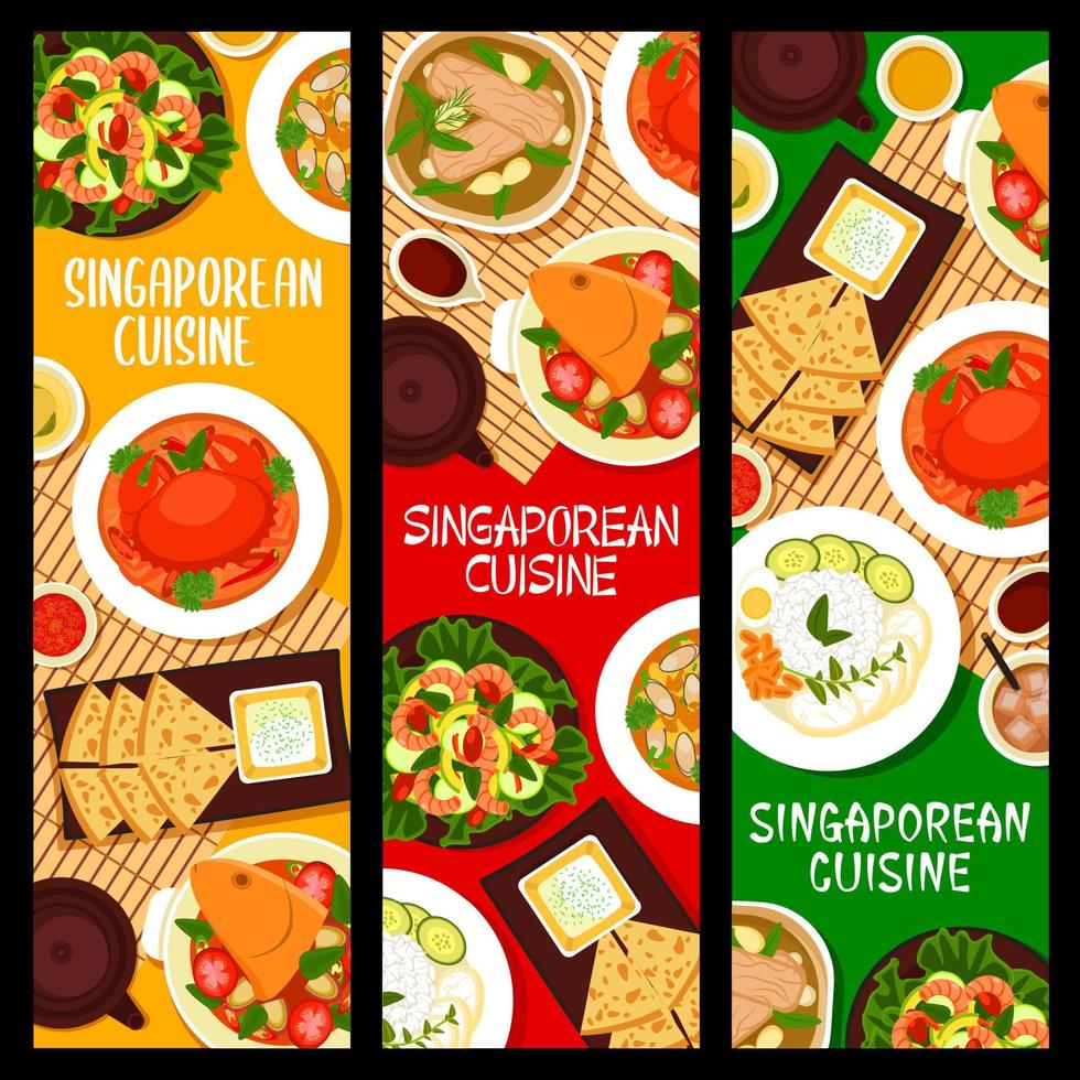 singaporean keuken restaurant voedsel vector banners