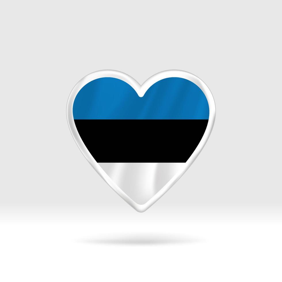 hart van Estland vlag. zilver knop ster en vlag sjabloon. gemakkelijk bewerken en vector in groepen. nationaal vlag vector illustratie Aan wit achtergrond.