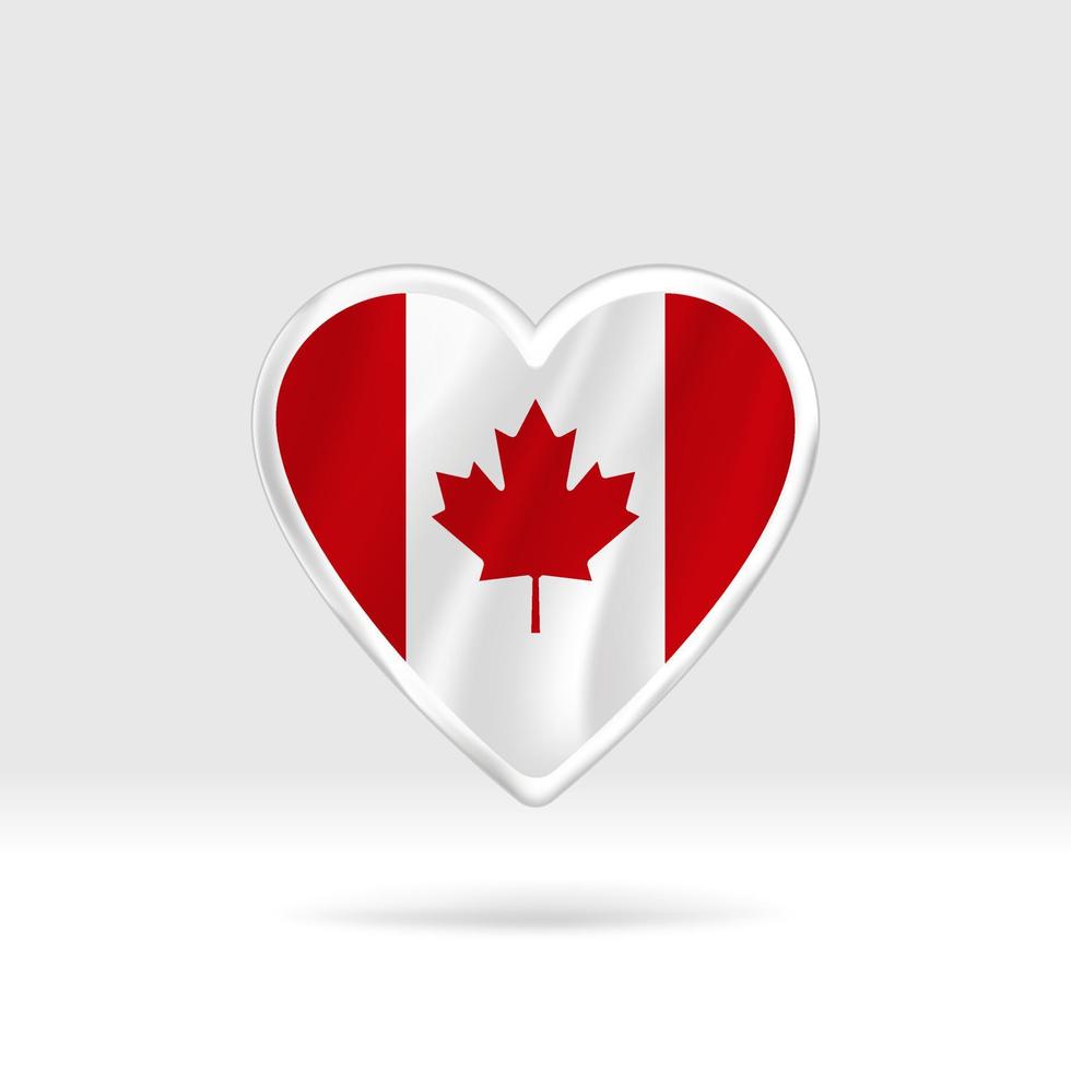 hart van Canada vlag. zilver knop ster en vlag sjabloon. gemakkelijk bewerken en vector in groepen. nationaal vlag vector illustratie Aan wit achtergrond.
