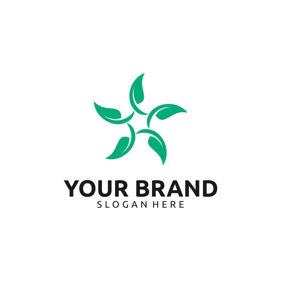 groen blad ster logo ontwerp vector