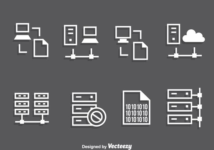 Server rack witte pictogrammen vector