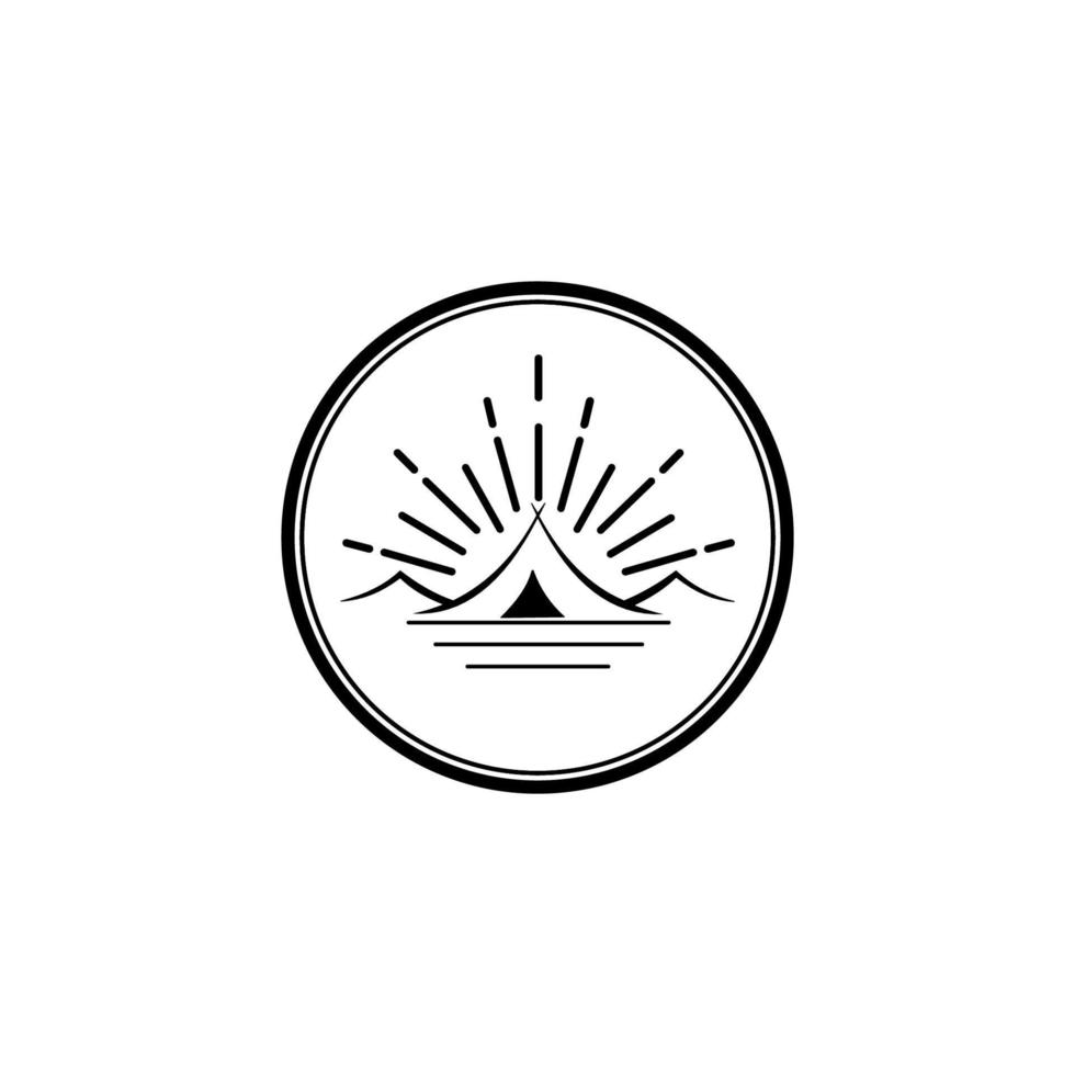 logo voor campingbergavontuur, bergkampeergeschenk, camping- en buitenavontuuremblemen vector