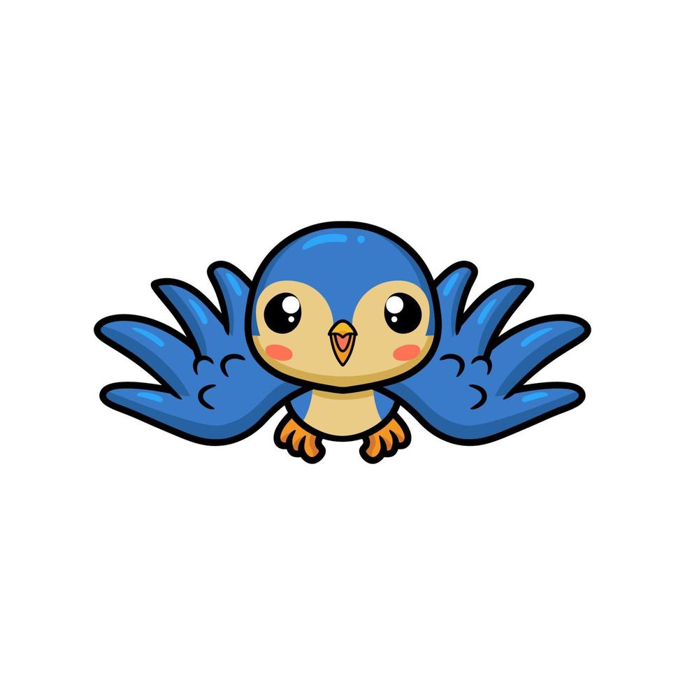 schattig weinig blauw vogel tekenfilm vliegend vector