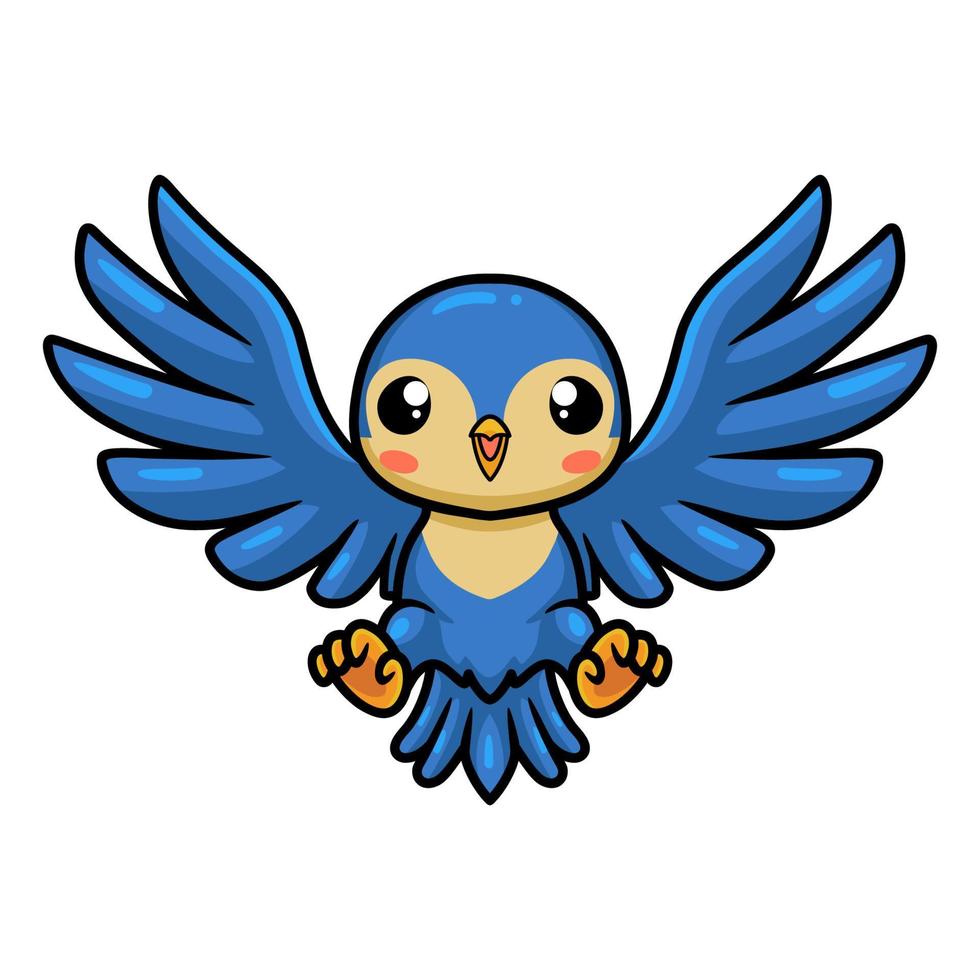 schattig weinig blauw vogel tekenfilm vliegend vector