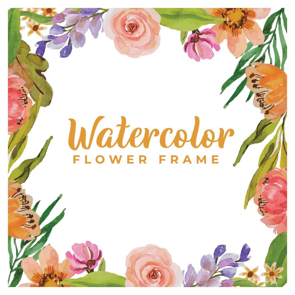 waterverf bloem kader sjabloon vector