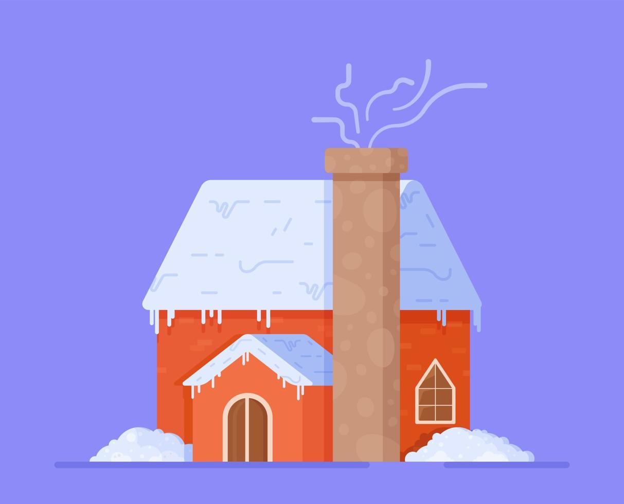 vector illustratie van een huis in winter. nieuw seizoen. nieuw jaar stormloop.