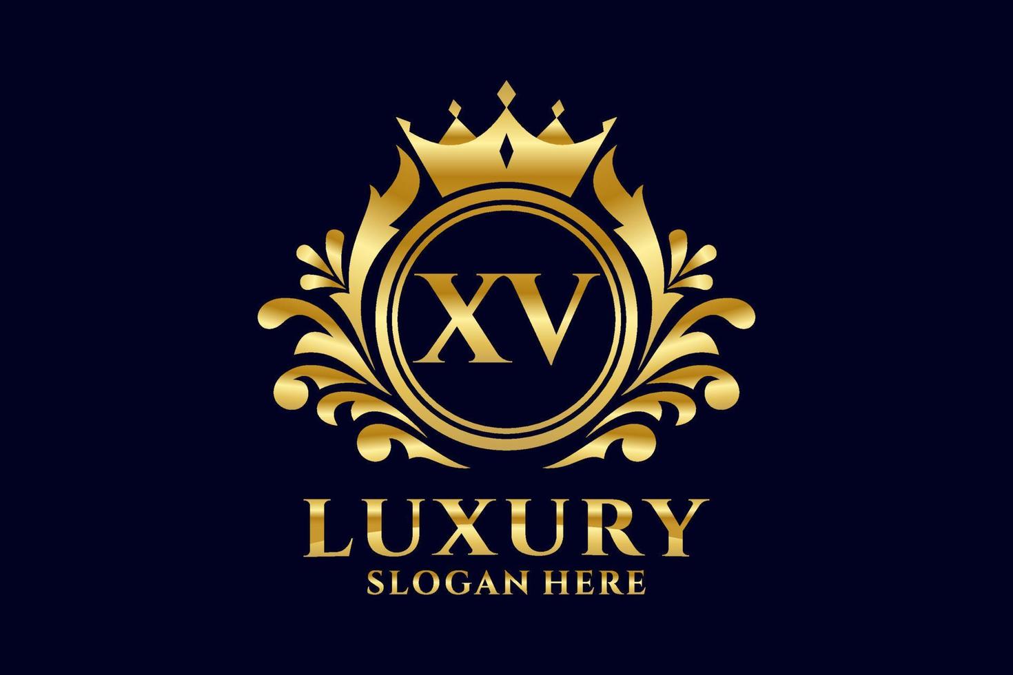 eerste xv brief Koninklijk luxe logo sjabloon in vector kunst voor luxueus branding projecten en andere vector illustratie.