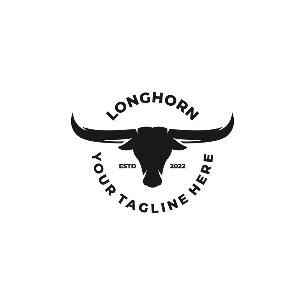 Longhorn gemakkelijk vlak logo ontwerp vector