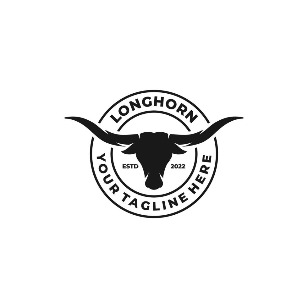 Longhorn gemakkelijk vlak logo ontwerp vector