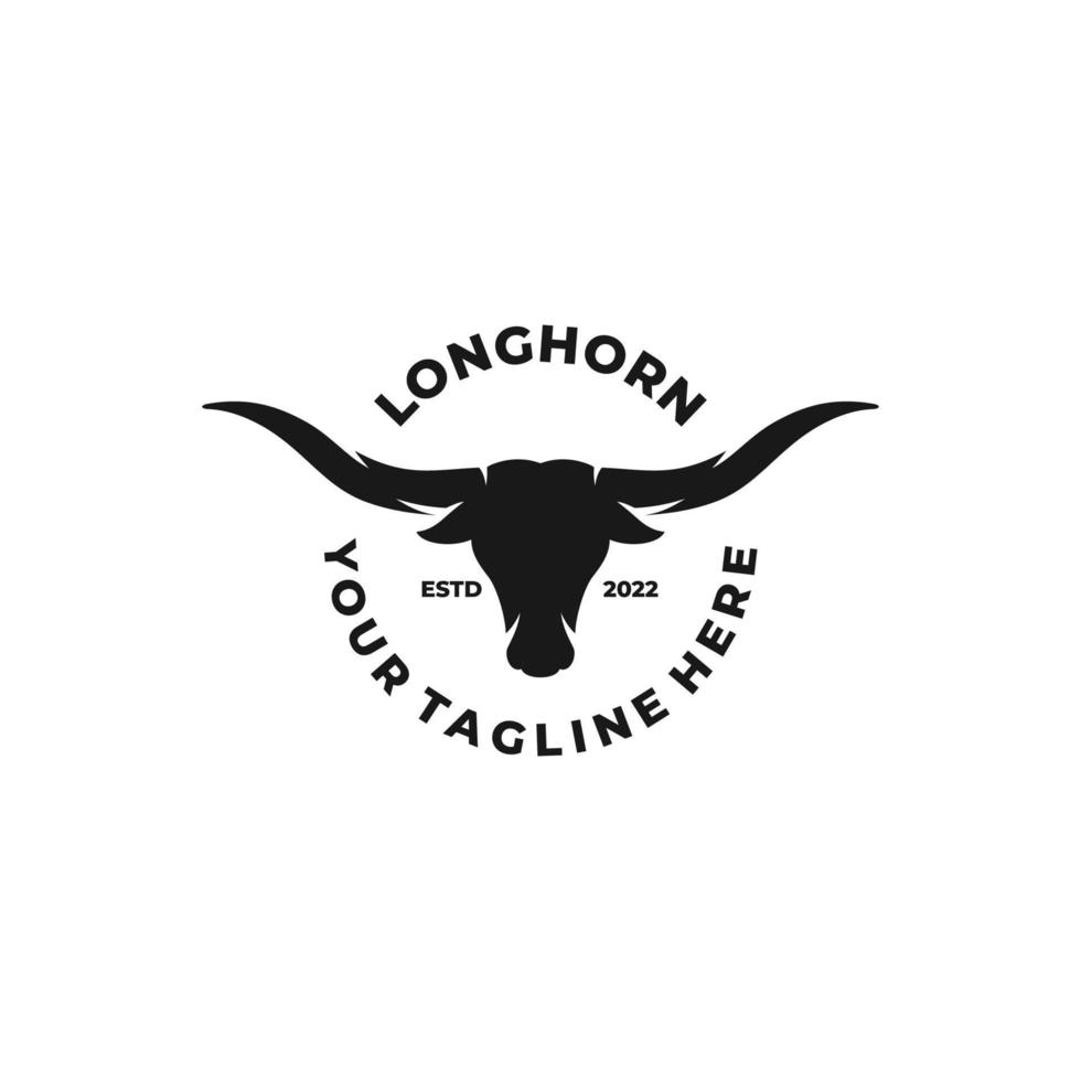 Longhorn gemakkelijk vlak logo ontwerp vector