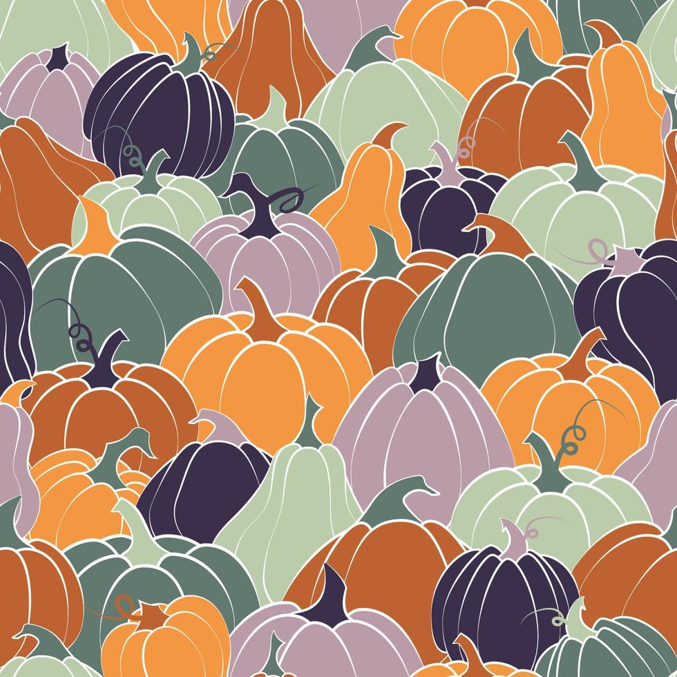 naadloos patroon van kleurrijk pompoenen. vlak stijl. vector illustratie.