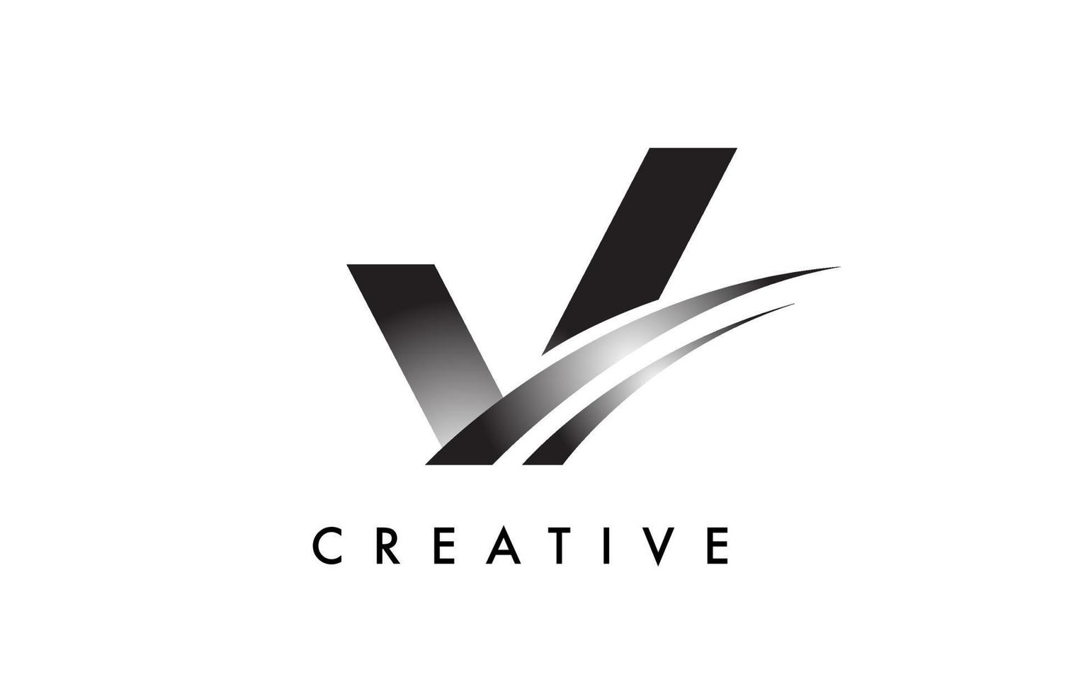 brief v logo ontwerp vector met gebogen swoosh lijnen en creatief kijken